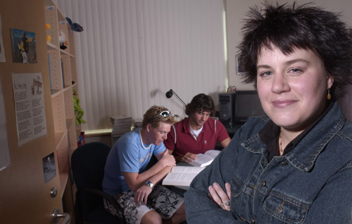 Students and Sherry working