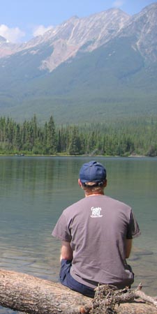 Picture of Brian Aukema with back turned, Jasper, AB